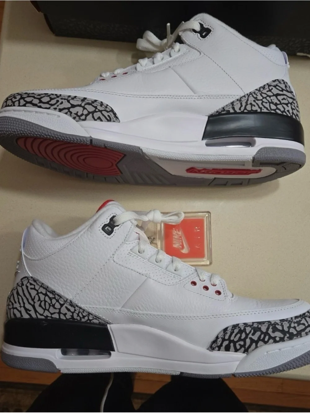 Air Jordan 3 Retro 88 White/Red Elephant Print Sneakers